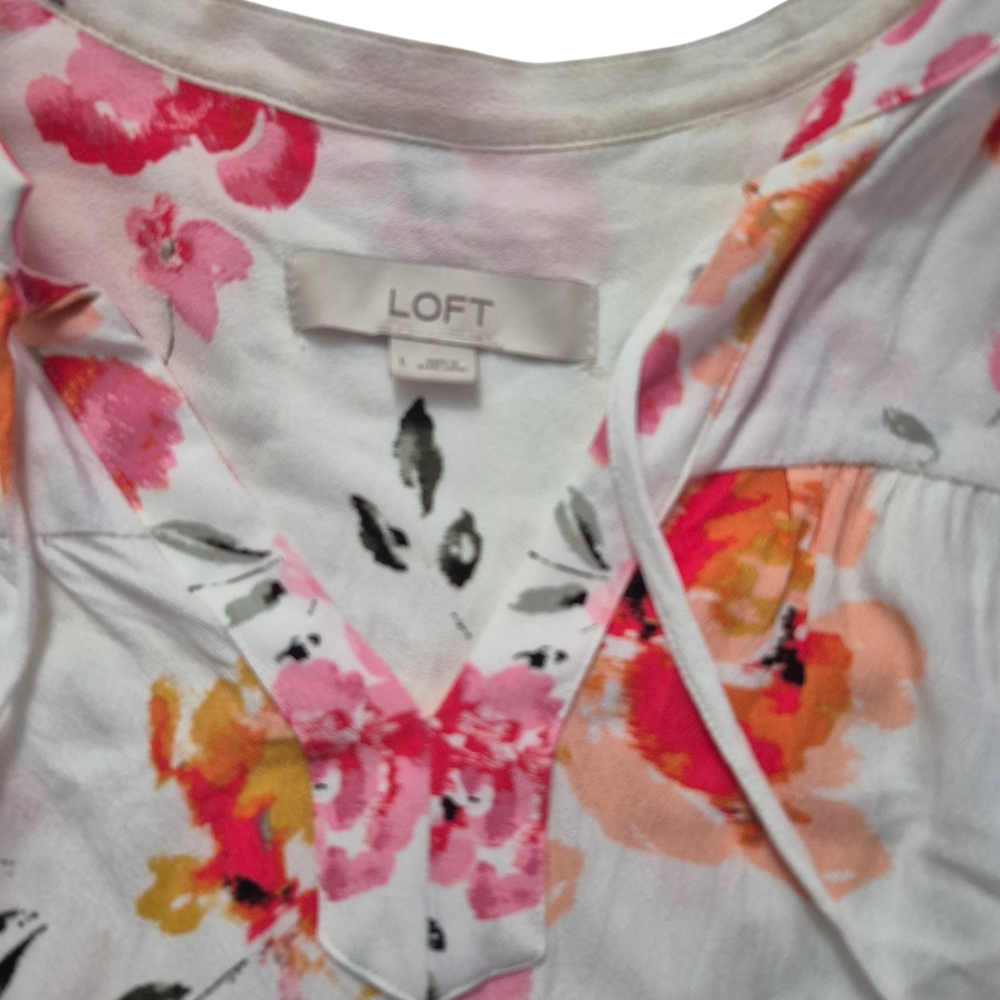 Floral Blouse with Pink and Orange Accents